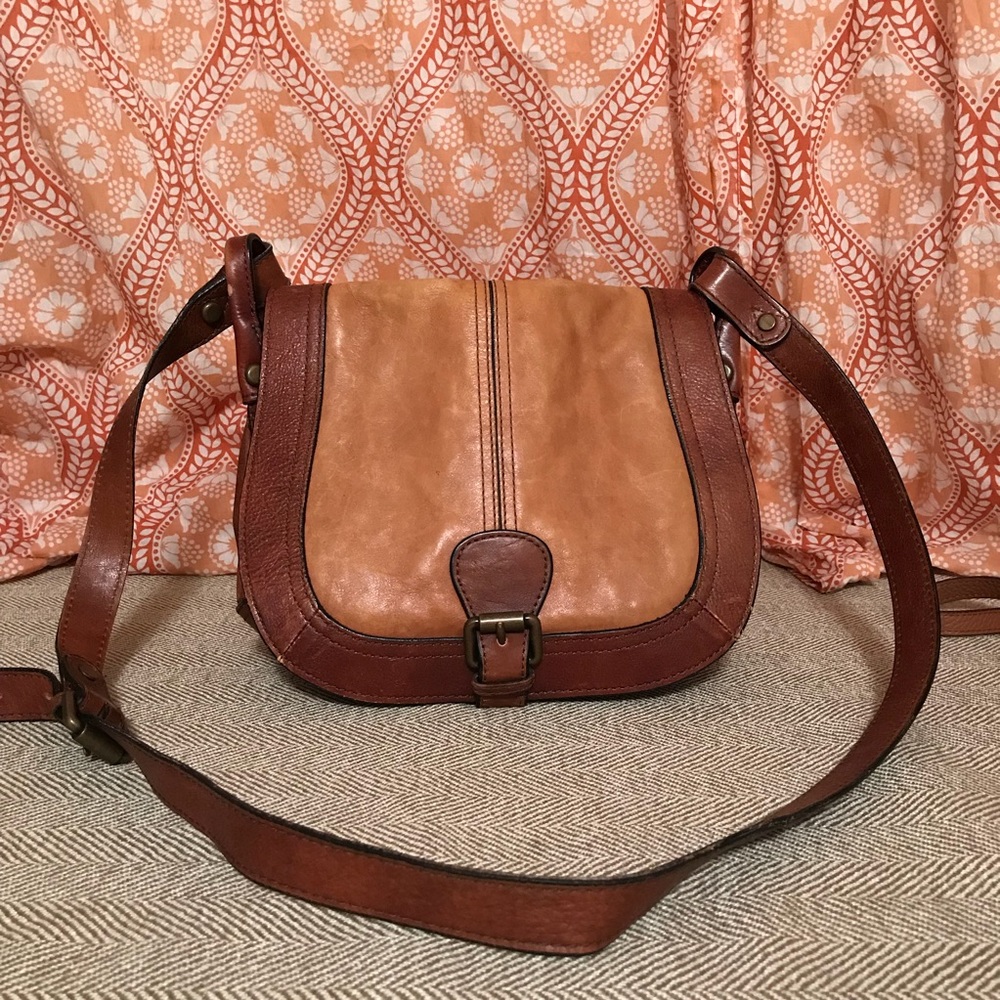 Fossil brown leather flap crossbody